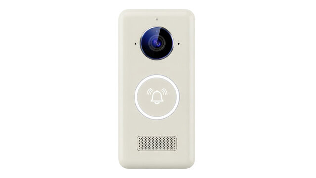 Isolated modern smart home security doorbell for front door in the house, intercom system