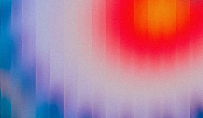 Abstract grainy noise texture background with vertical light blue red and yellow color bars, blurred vibrant gradient glow effect and soft film grain overlay for summer banner, poster header or creati © Organic Engineering