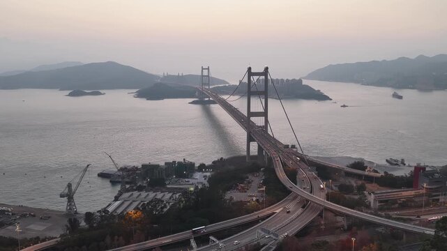 Elegant Cable‑Stayed Bridge Spanning Coastline With Scenic Backdrop Feb 21 2026