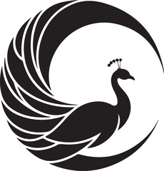 Fototapeta premium Elegant black peacock logo silhouette design, graphic resource