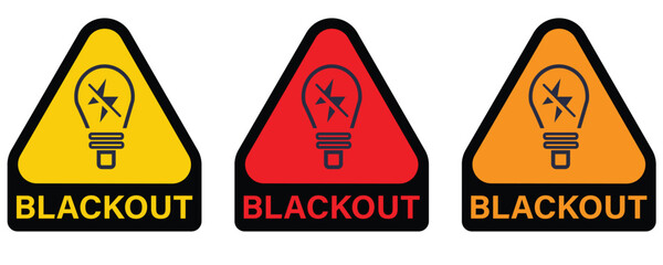 Power blackout icons, power outage icon sign flat vector illustration isolated on white background.
