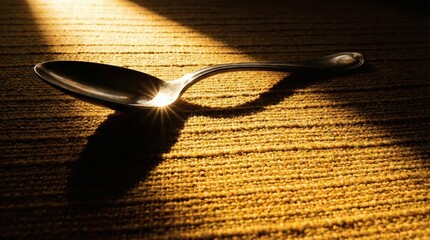 Spoon Sunbath Gleaming Silver on Textured Gold.