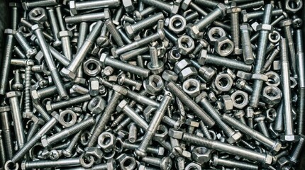 Silver Hardware Harmony Nuts with Bolts, and Fasteners Still Life.