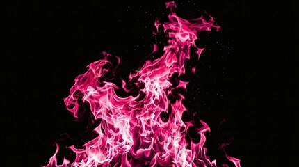 Pink Blaze Fiery Passion Ignites on Black Abstract texture.