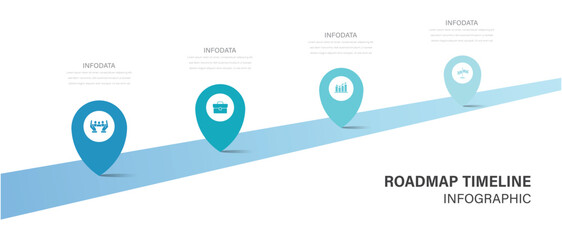 Business road map timeline infographic design with 5 steps. Can be used for process diagram, presentations slide.