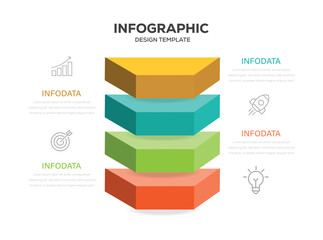 3d layers business Infographic template with icons and 4 steps template. Can be used for business strategy, presentation, start up project.