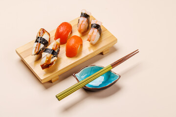 Sushi set on plate © evgeeenius