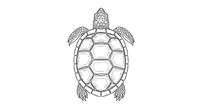 Turtle Shell Illustration Line Art.
