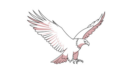 White Eagle Flying with Pink Accents.