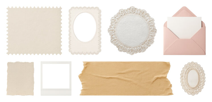 PNG Vintage stationery elements collection, transparent background