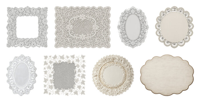 PNG Elegant lace frame collection, transparent background