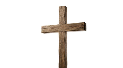 Wooden cross stands tall, symbolizing faith and belief, AI, PNG