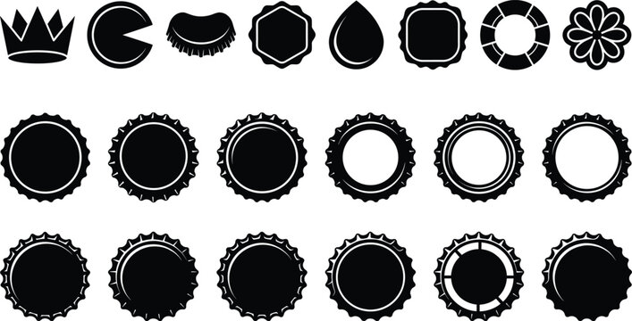 Vintage Badge, Bottle Cap and Label Shapes Vector Set