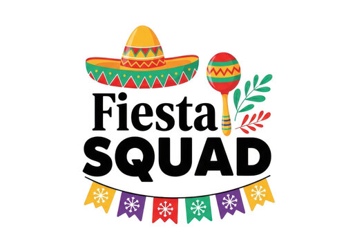 A colorful logo for fiesta squad celebrating mexican culture and fun