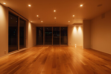 夜の空のリビングルーム