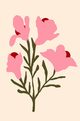 Vintage botanical flower, single spring wildfliwer for poster