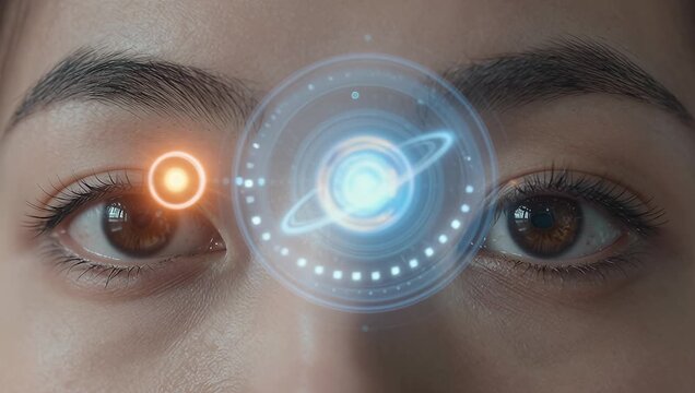 Futuristic Technology Enhanced Eye Visualization with Digital Effects