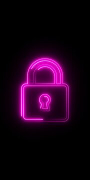 lock icon pink color neon glowing neon color security privacy password protection safety animated