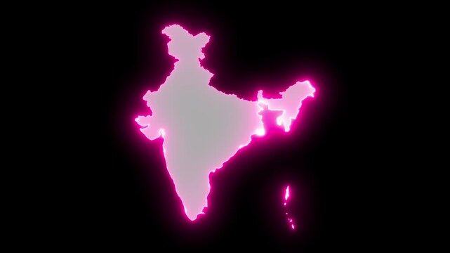 Animated Indian map icon with a glowing neon effect