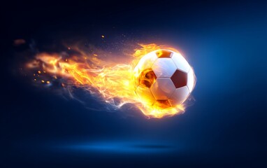 Fototapeta premium Dynamic Soccer Ball Leaving a Bright Orange Trail
