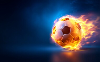 Naklejka premium Spinning Bright Orange Yellow Soccer Ball in Action