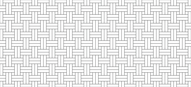 Seamless Geometric Weave Pattern Featuring Minimalist Grey Line Art Grid Background for Modern Architectural and Textile Design