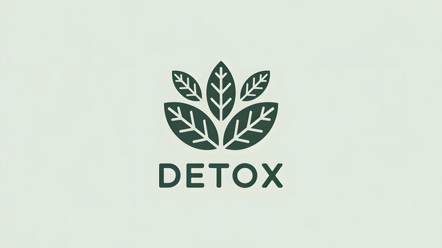A green detox logo with leaves on a clean background
