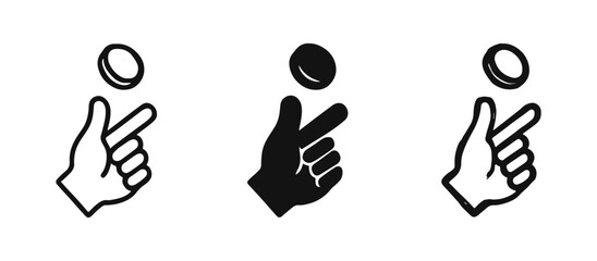 Obraz premium Hand making finger heart gesture with coin icon set. Small payment, donation, or money concept.