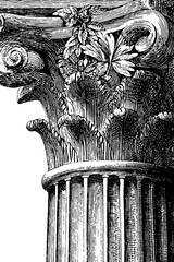 Naklejka premium Roman triumphal column architectural study in vintage sketch style