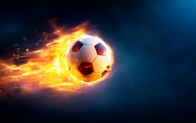 Naklejka premium Blazing Orange Fireball Soccer Ball in Motion