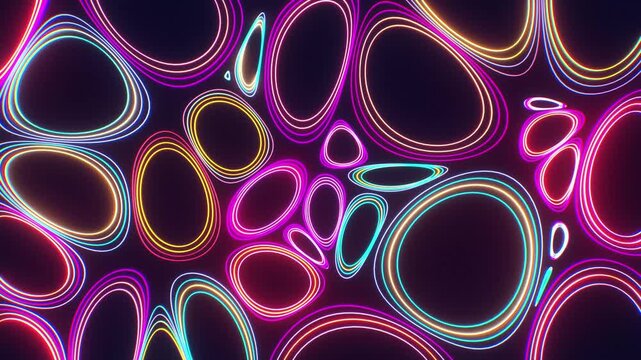 Abstract circular neon shapes