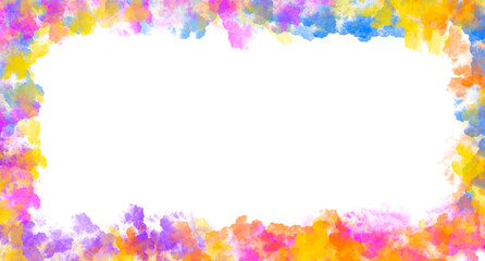 Obraz premium Vibrant Colorful Smoke Cloud Frame Border on Transparent Background