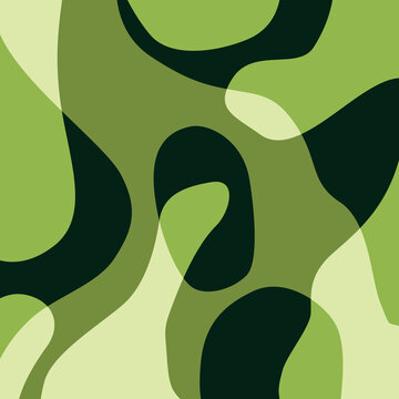 Seamless vector camouflage pattern in shades of green. Abstract organic shapes background for military apparel, tactical gear, hunting equipment, and outdoor nature designs.