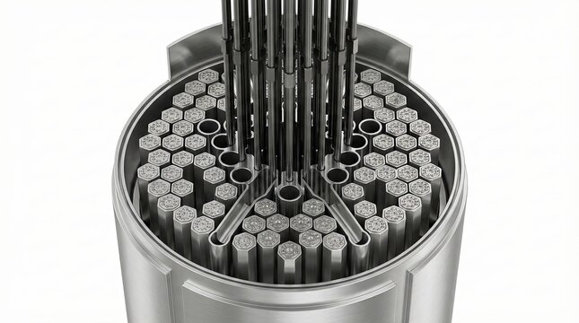 3D Technical Rendering of Small Modular Reactor SMR Core with Metallic Fuel Rods