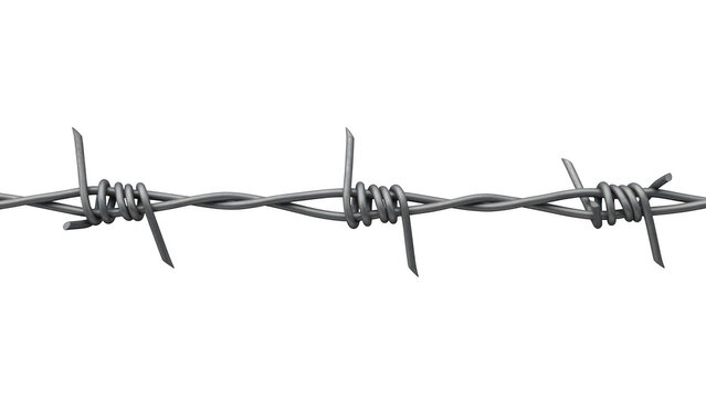 Barbed wire fence isolated on transparent background