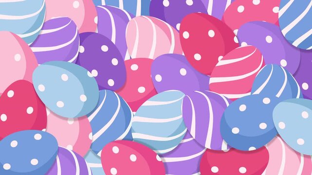 4K Easter eggs Transition Animation. Easter eggs intro on green screen background.  Purple, blue and pink theme