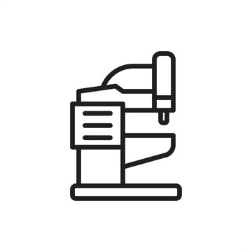 Riveting machine icon. Mechanical joining tech, representing pneumatic press hardware, aerospace assembly tools, industrial fastener systems, high-strength metal bonding, and facility engineering.