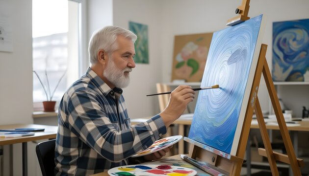 jubilado con aficion a pintar en sus ratos libres