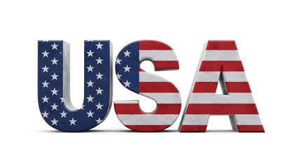 USA flag letters on concrete background