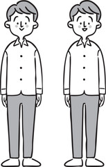 男性　全身（モノクロ）　ベクター