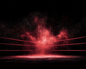 Red Fireworks Explosion Against Dark Background