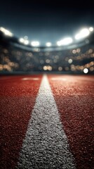 Illuminated Running Track In Sports Arena At Night