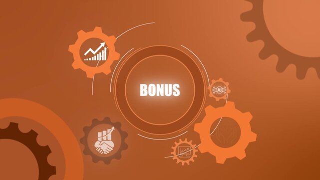 Employee bonus concept with business plan strategy and setting icon animation illustrating corporate reward system, financial incentive and professional motivation.