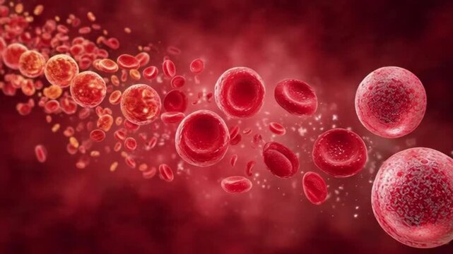 red blood cells flowing through vein