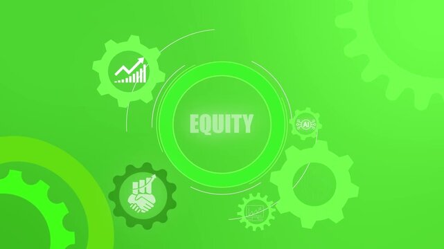 Business equity growth concept with business plan strategy and setting icon animation representing shareholder value, financial balance and corporate investment development.