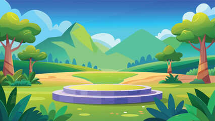 Naklejka premium Tranquil forest scene with a small pond surrounded by lush greenery and trees.