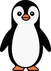 Obraz premium Cute Penguin Character Vector Illustration Isolated On White Background For Design