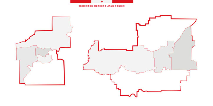 Edmonton Metropolitan Region, Canada - Administrative map of Edmonton