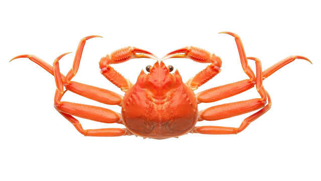 Isolated Japanese spider crab, a sea animal known for its long legs, on a plain backdrop