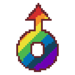 Obraz premium Rainbow male gender symbol pixel art icon for pride month celebration